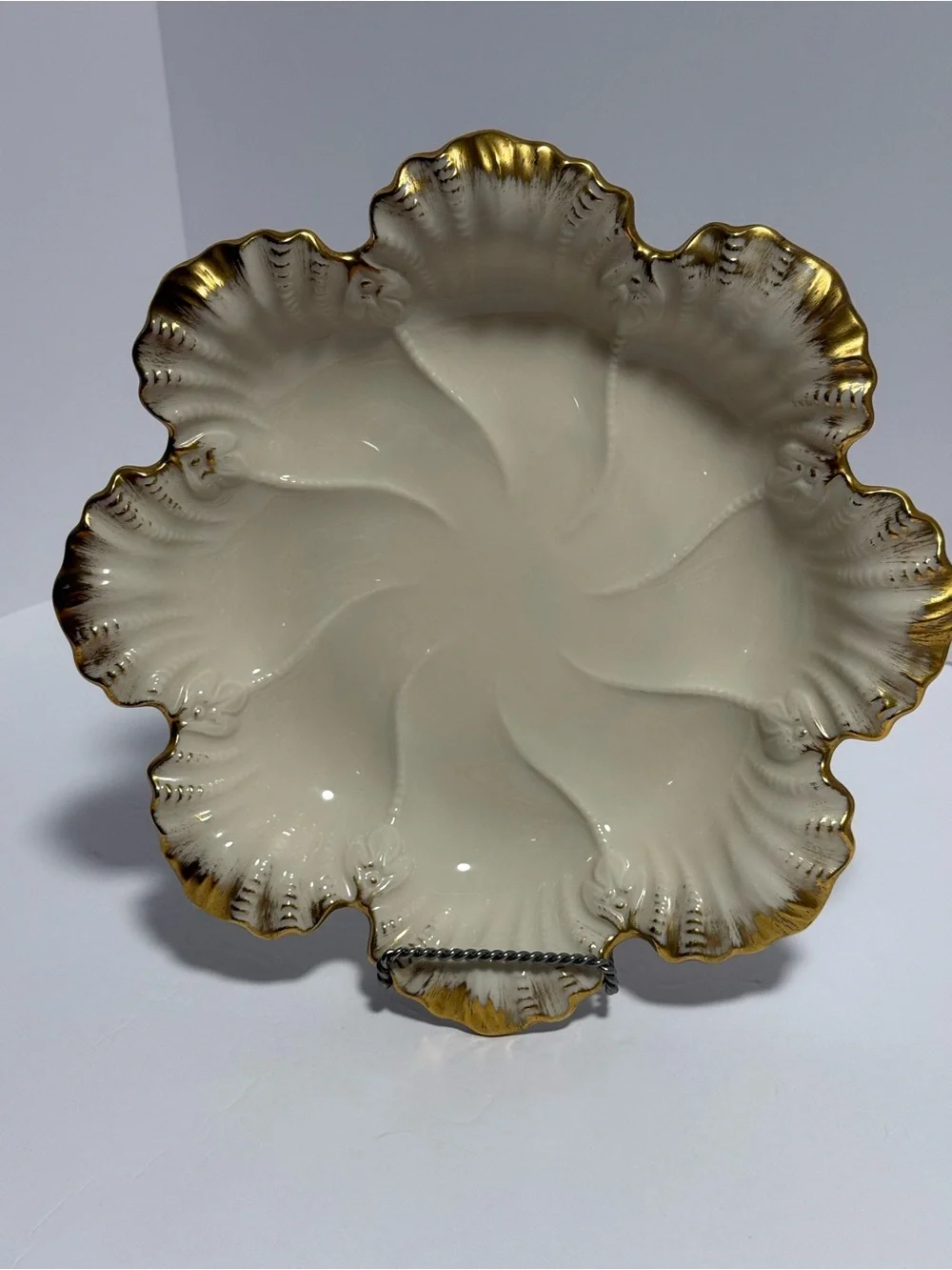 Vintage Lenox 24K Gold Trim 6-Well Oyster Plate 10